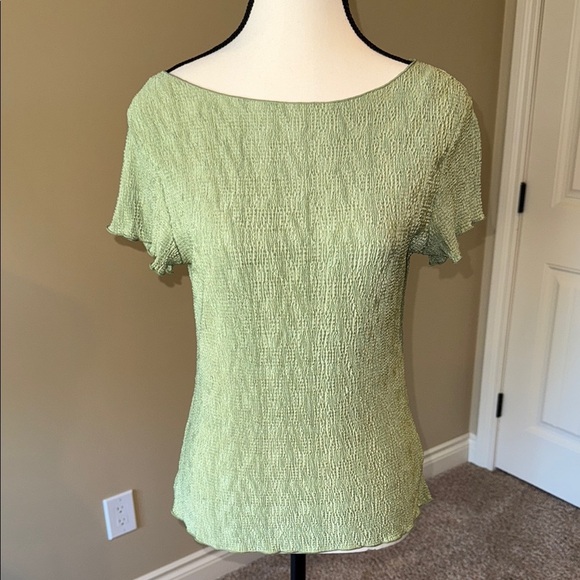 Connected Apparel Blouse Green Ribbed Fitted Women's Size S - Picture 1 of 8